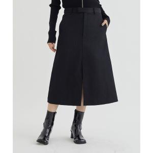 スカート 「INSCRIRE / アンスクリア」Chalk Strie Layerd Skirt / チョークストライプレイヤードスカート｜zozo