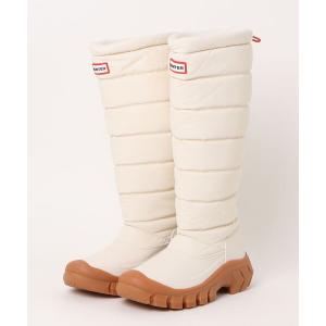 【新品】HUNTER キルティング ロングブーツ ホワイト 25 ユニセックス ハンター グリップ トール スノー ブーツ - ホワイト