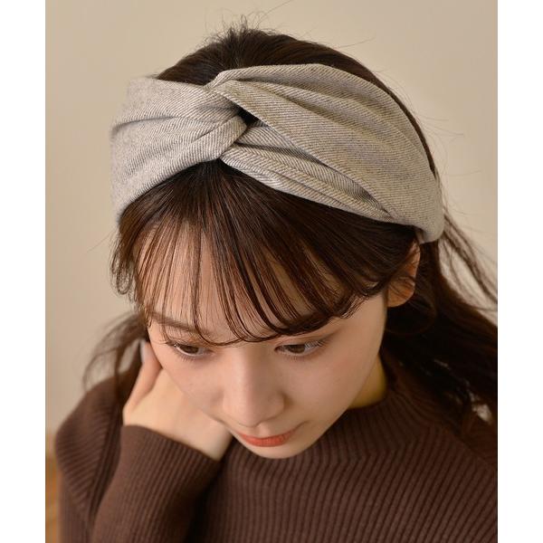 ヘアバンド ウール ヘリンボーン クロス ヘアターバン