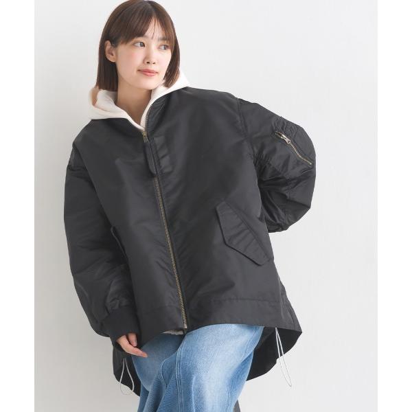 ブルゾン アウター ナイロンAライン裾ボリュームブルゾン レディース