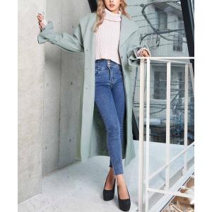 コート アウター ウールタッチデザインカラーロングコート レディース