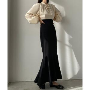スカート 薄手ハイウエストフレアマーメイドスカート