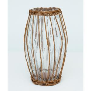 花瓶 編みガラスベース ロング