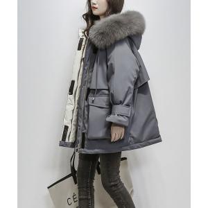 コート アウター ファー付き厚手パーカーフードコート レディース
