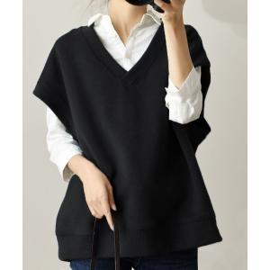 ベスト ジレ Vネックスウェットベスト レディース