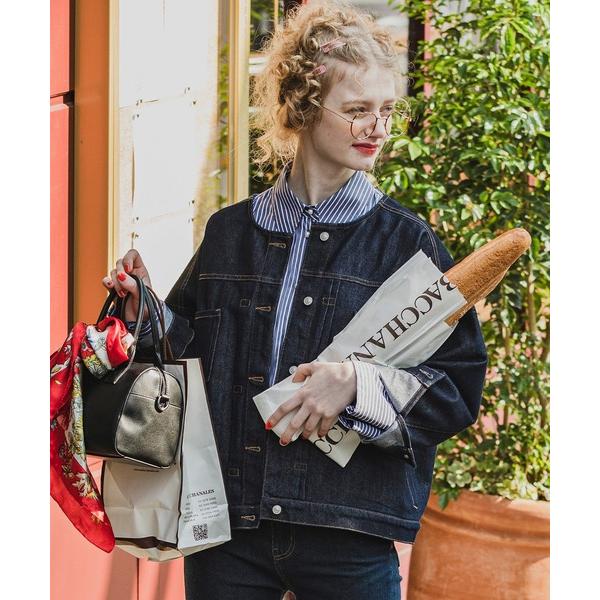 デニムジャケット gジャン ノーカラーオーバーデニムジャケット/Gジャン レディース