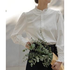 ブラウス シャツ フリルカラーギャザーブラウス レディース