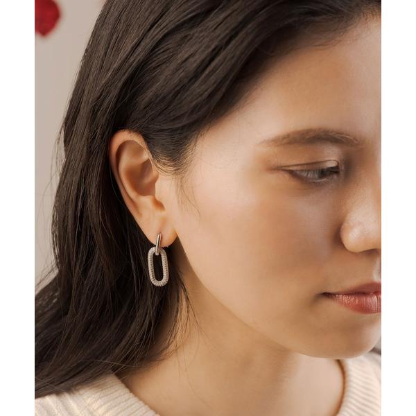 ピアス ビジューオーバルピアス レディース