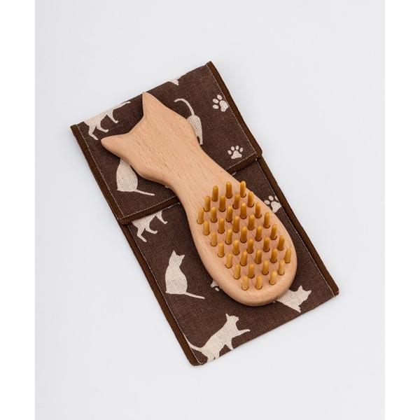 ヘアブラシ ねこねこスタイルつげブラシ「携帯袋付き」