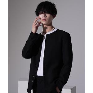 【美品】TENTIAL ノーカラージャケット ブラック M スウェット　父の日 TENTIAL 【公式】テックスウェット カラーレスジャケット メンズ