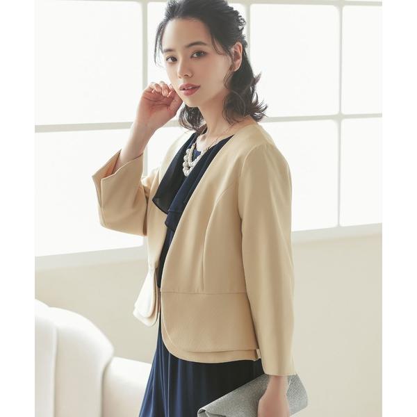 ジャケット ノーカラージャケット 長袖シンプルタック入り裾ダブルデザインジャケット フォーマル ボレ...