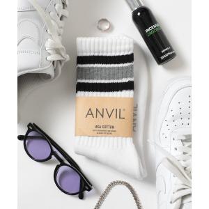 靴下 スケータースタイルにも！「ANVIL」USA Cotton Crew Socks USAコットンクルーソックス ラインソックス ロング AN500 MURS メンズ｜ZOZOTOWN Yahoo!店