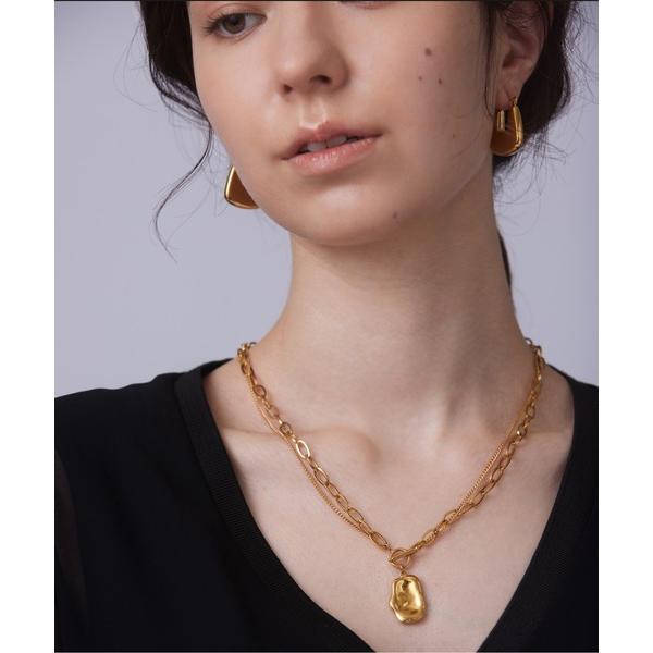 ネックレス 金属アレルギー対応「ieLS」ステンレス　ダブルチェーンデザインネックレス メンズ レデ...