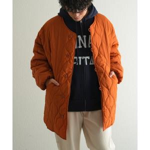 ジャケット ミリタリージャケット □リバーシブル中綿ノーカラーキルティングミリタリーブルゾン