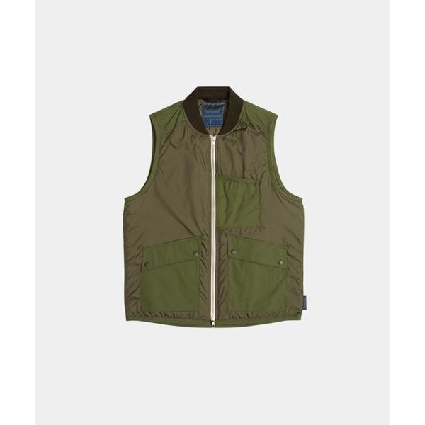 ベスト ジレ MIXED FABRIC BOMBER GILET MENS / ミックスファブリック...