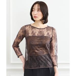 AIMER ドレス フラワーレース袖マキシ丈パーティードレス