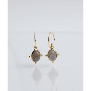 ピアス 「Paris」クラシカル オーバル フックピアス ラブラドライト ガーネット レディース