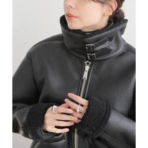 ジャケット ブルゾン FAKE LEATHER ボアブルゾン