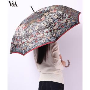 傘 V＆A 日本製 晴雨兼用長傘 いちご泥棒柄 メンズ レディース