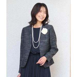 ジャケット ノーカラージャケット ライトツイード　Ｖネックノーカラージャケット レディース