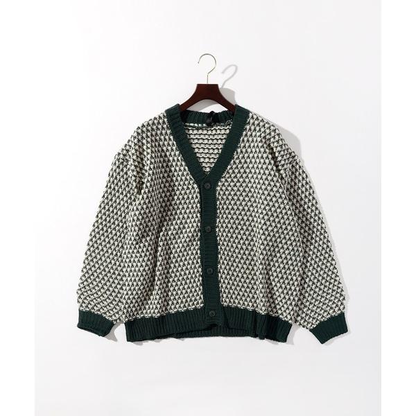 カーディガン ビッグシルエット ジャガード バルーンスリーブ カーディガン レディース レディース ...