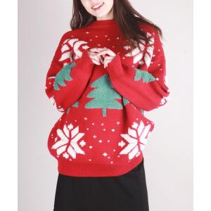 ニット セーター クリスマスニット ツリー ノルディック柄 レディース