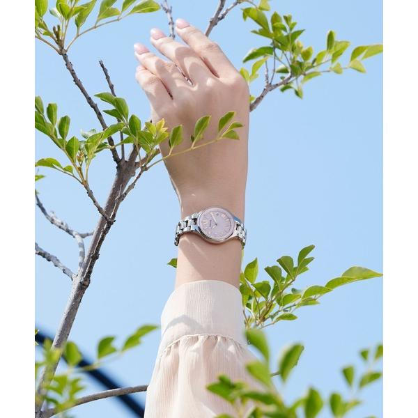 腕時計 wicca ウィッカ ソーラーテック電波時計 シルバー×ピンク レディース