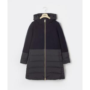 ダウンコート ダウンジャケット 「HERNO / ヘルノ」DIAGONAL WOOL ＆ ECOAGE DOWN PARKA / ダイアゴナルウール 切替 フーデッド ダウンコート レディース