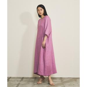 ワンピース 【Audrey and John Wad】ライトリネンキャンバスランタンスリーブロングワンピース