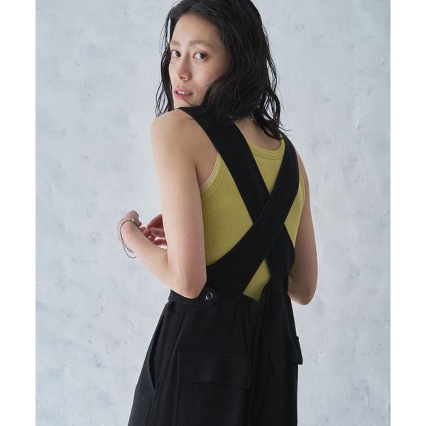 タンクトップ ノースリーブ シアーリブニットタンクトップ -手洗い可- レディース