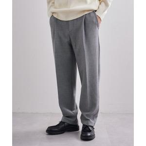 パンツ スラックス □ボンディング千鳥タックワイドテーパードパンツ