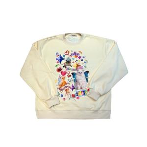 トレーナー スウェット コラージュキャット裏起毛ビッグスエット(BQ) レディース
