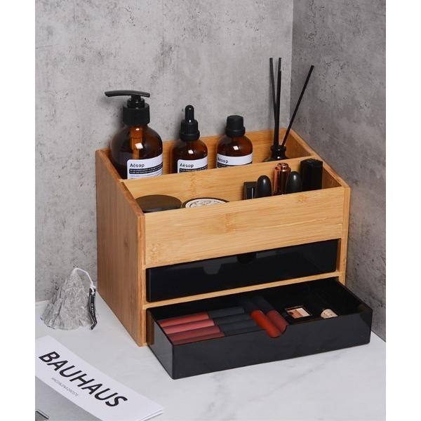 収納 木製3段（棚+天面）収納ボックス 小物 メイク その他