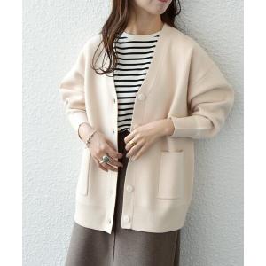 カーディガン 「WEB限定」SHIPS any:「手洗い可能」ミラノ リブ Vネック ミディ カーディガン レディース