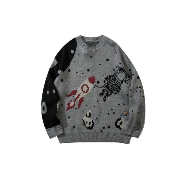 セーター ニット 「HOOK」ユニセックス宇宙模様ニット風スウェット メンズ レディース