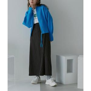 スカート ストライプハイウエストラップスカート