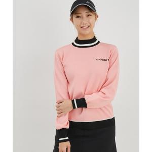 ニット スポンジニット配色ライン入りハイネックPO