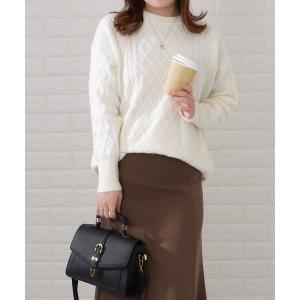 ニット セーター オーバーサイズケーブルニットプルオーバー レディース