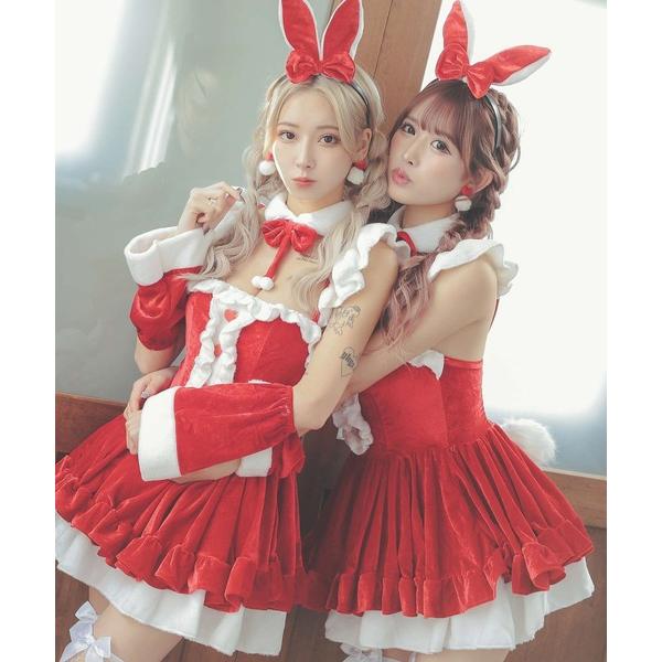 レディース コスプレ ラブリーバニークリスマスサンタコスプレ衣装6点セット