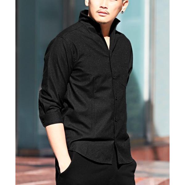 シャツ 7分袖イタリアンカラーオックスフォードシャツ メンズ