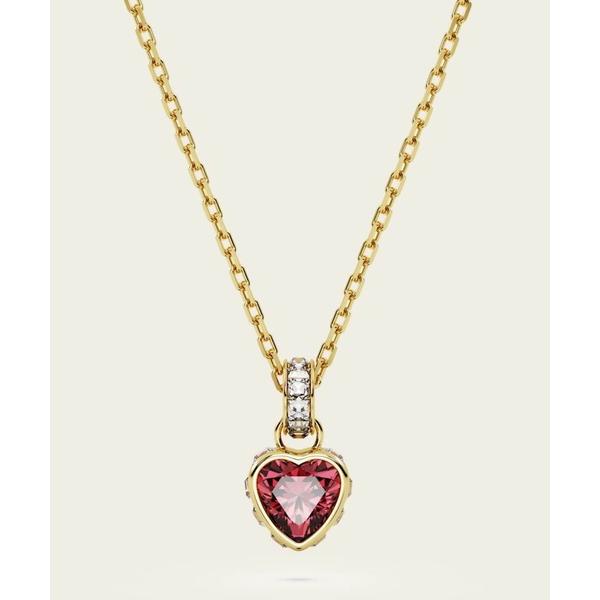 ネックレス 「公式」「スワロフスキー」Chroma ペンダント， ハート， レッド， ゴールドトーン...