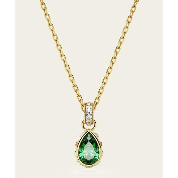 ネックレス 「公式」「スワロフスキー」Chroma ペンダント， ペアカット， グリーン， ゴールド...