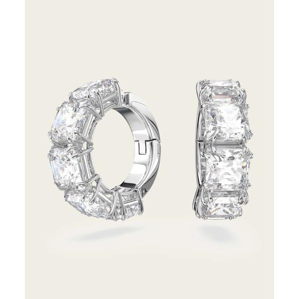 ピアス 「公式」「スワロフスキー」Matrix クリップイヤリング， スクエア・カット， ホワイト，...