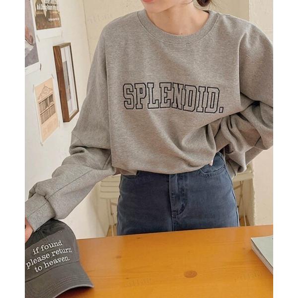 トレーナー スウェット 韓国ファッションSPLENDID刺繍ロゴオーバーサイズスウェット レディース...