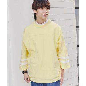 tシャツ Tシャツ メンズ USAコットンフットボールライン7分袖Tシャツ