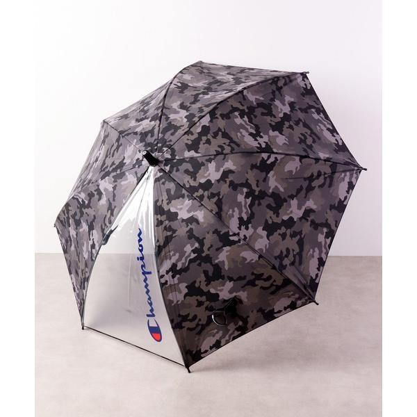 傘 Champion チャンピオン迷彩柄 1駒透明 耐風 子供 ジャンプ傘 キッズ 子供 男の子 女...