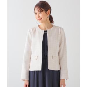ジャケット ノーカラージャケット リボン使いノーカラージャケット
