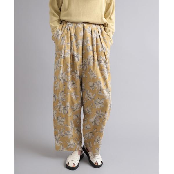 パンツ R4036 フラワープリントタックパンツ レディース