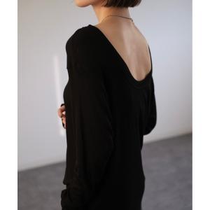 tシャツ Tシャツ レディース バックオープンロンT / back open longT トップス レイヤード 長袖 ミドル丈 背中開き カットソー｜zozo