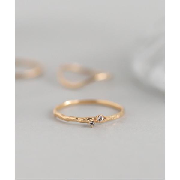 指輪 リング 「ギフトボックス付」二粒天然石のクラフト調リング「K10」 レディース